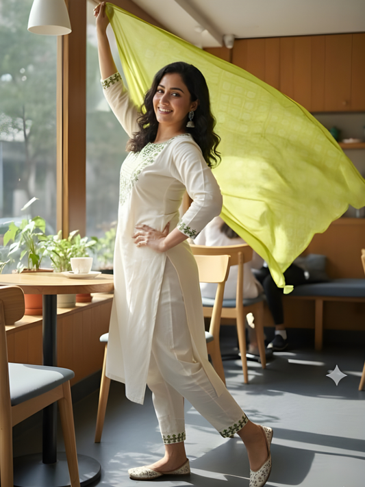 Rayon Slub Embroidered 3-Piece Suit with Digital Print Dupatta