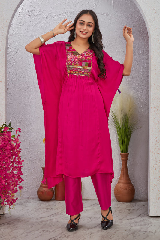 Rani Maslin Modal Embroidered Kurti Set for Women