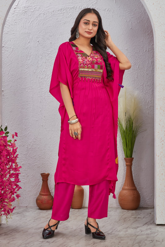 Rani Maslin Modal Embroidered Kurti Set for Women