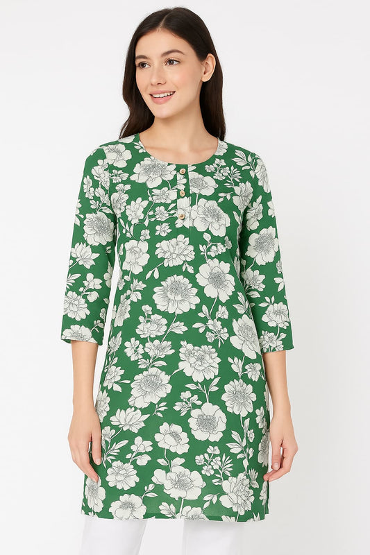 Rayon Floral Printed Round neck Kurta