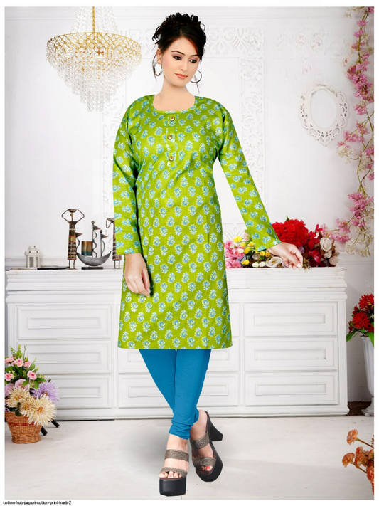 Round Neck Cotton Floral Printed Kurta