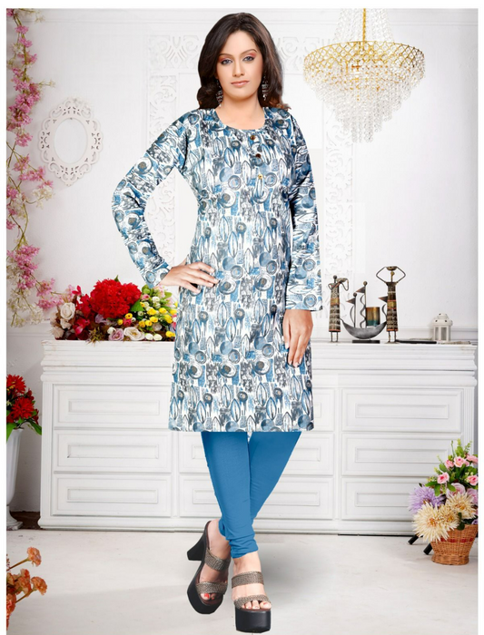 Round Neck Cotton Floral Printed Kurta