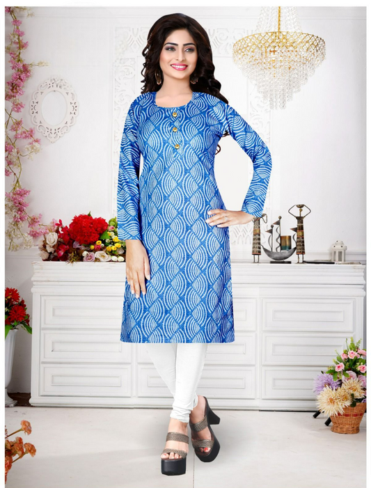 Round Neck Cotton Floral Printed Kurta