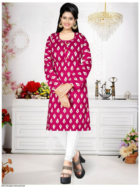 Round Neck Cotton Floral Printed Kurta