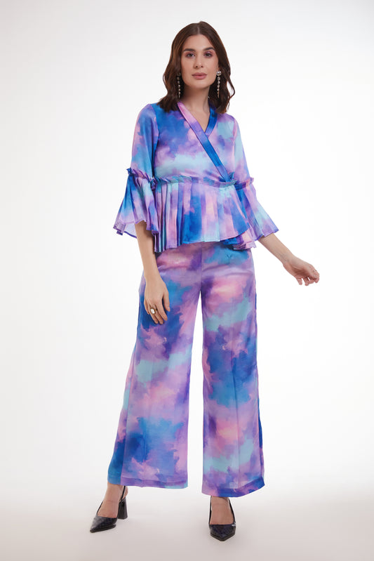Printed Three Quarter Sleeve Top & Trouser Co-Ords