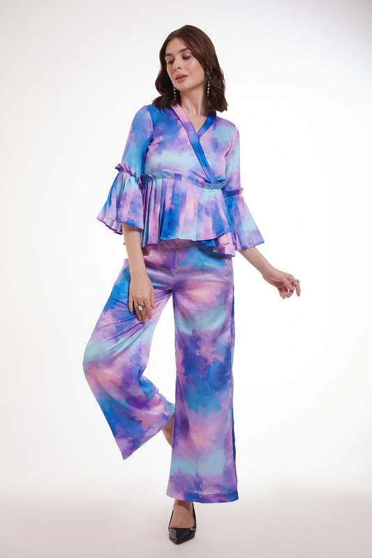 Printed Three Quarter Sleeve Top & Trouser Co-Ords