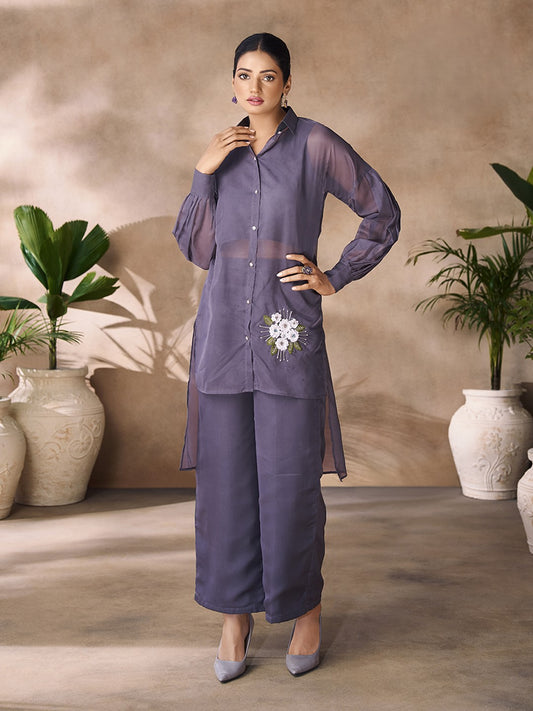 Women Long Sleeves Crop Top & Trouser With Jacket Co-Ords