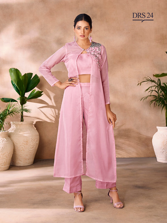 Shoulder Straps Neck Sleeveless Top With Trouser With Shrug