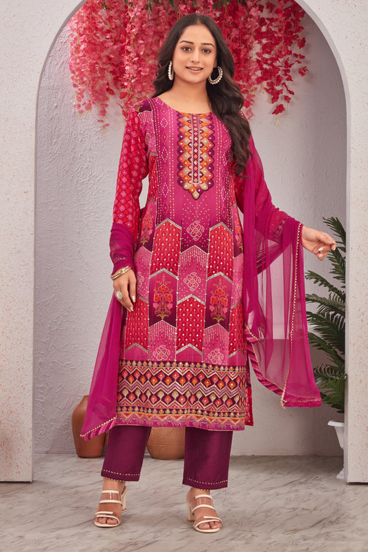Rani Viscose Printed Kurti Set with Dupatta for Women