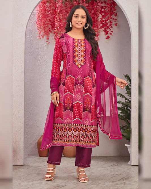 Rani Viscose Printed Kurti Set with Dupatta for Women